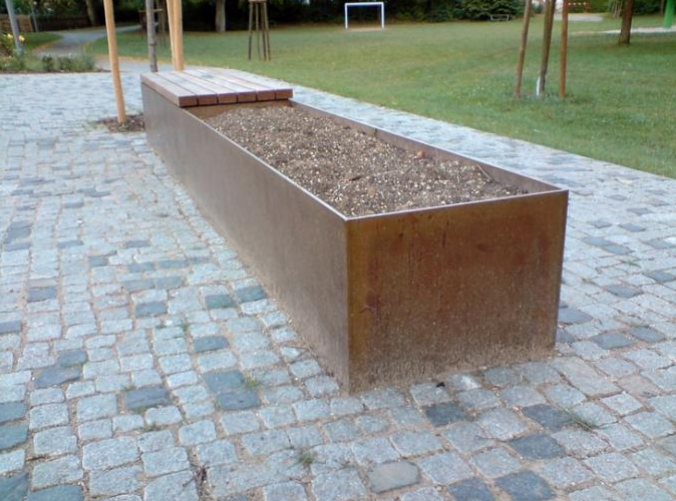 Banc en acier rectangulaire de aménagement extérieur de planteur de Corten de cuvette en métal