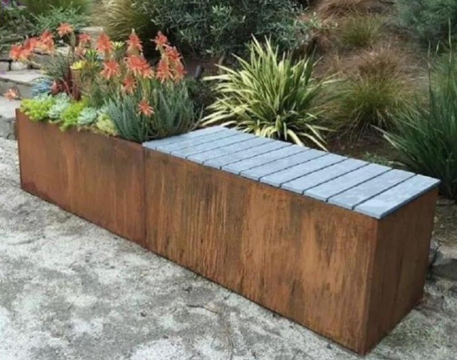 Banc en acier rectangulaire de aménagement extérieur de planteur de Corten de cuvette en métal