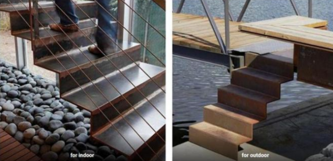 Les étapes en acier de Corten de constructions d'escalier architectural d'origami se développent en spirales des escaliers