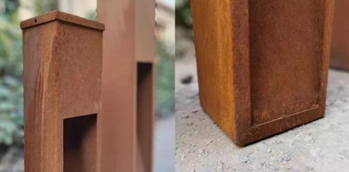 Lumières en acier extérieures de borne de couleur de rouille de Corten d'appareil d'éclairage de décoration