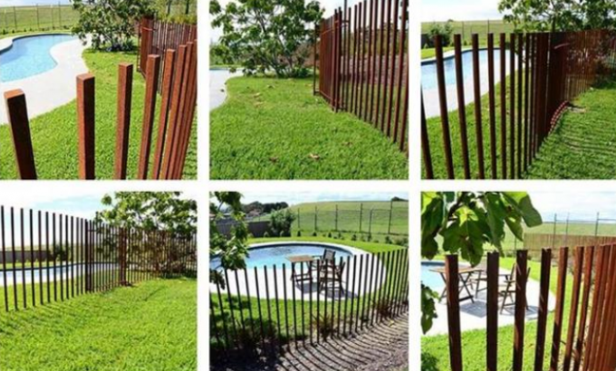 En dehors de la clôture For Garden Security de Rusty Metal Blades Corten Steel