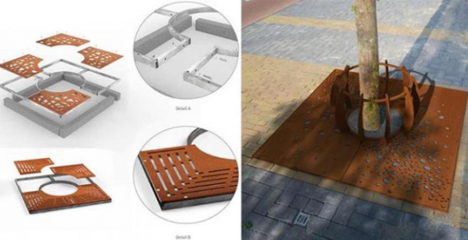 Grille en acier rouillée adaptée aux besoins du client d'arbre de Corten en métal pour le jardin décoratif