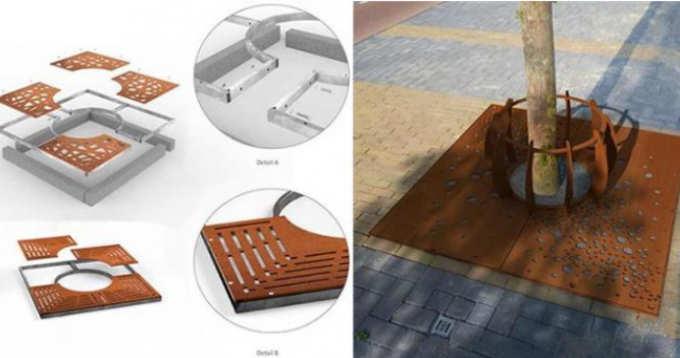 Grille en acier rouillée adaptée aux besoins du client d'arbre de Corten en métal pour le jardin décoratif