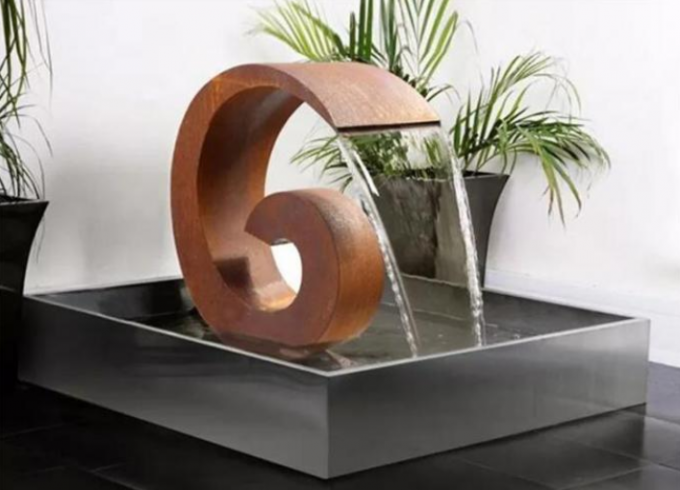 Fontaine d'eau en acier formée de Corten de cascade du numéro 6 de paysage de jardin