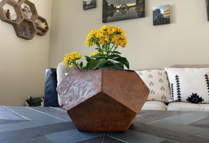 Pot de fleur hexagonal en acier de Corten de planteur géométrique d'intérieur et extérieur en métal
