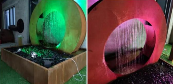 Caractéristique en acier de l'eau de Corten de petite conception unique de lune pour le paysage de jardin