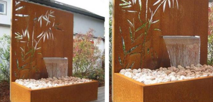 Fontaine en bambou de bain métallique de Corten de panneau en métal de modèle de décoration de jardin