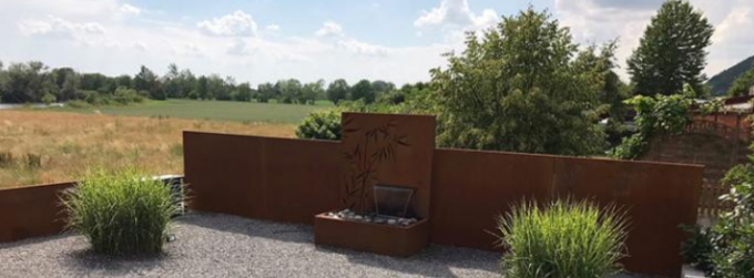 Fontaine en bambou de bain métallique de Corten de panneau en métal de modèle de décoration de jardin