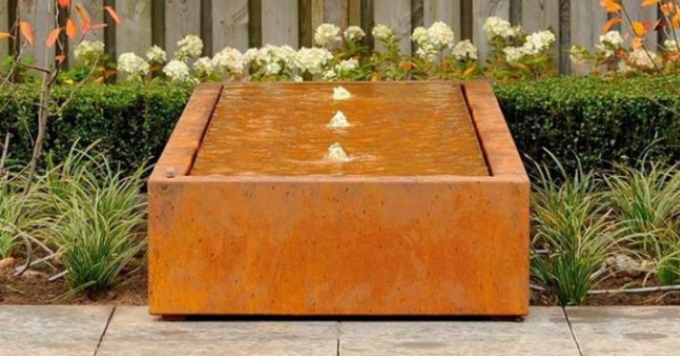 Tableau en acier rectangulaire de fontaine d'eau de Corten de paysage de jardin de décoration