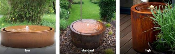 fontaine en acier de nappe phréatique de 120cm Dia Garden Rust Surface Cylindrical Corten