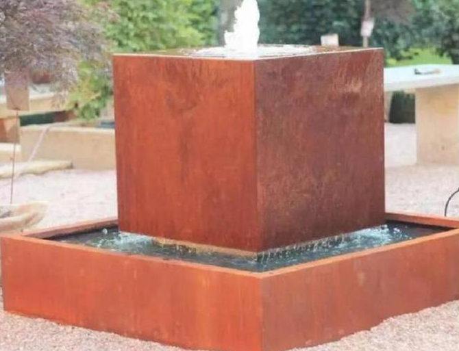 Caractéristique de flottement en acier de l'eau de Corten de bloc cubique décoratif de l'eau de jardin