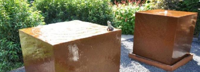 Caractéristique de flottement en acier de l'eau de Corten de bloc cubique décoratif de l'eau de jardin