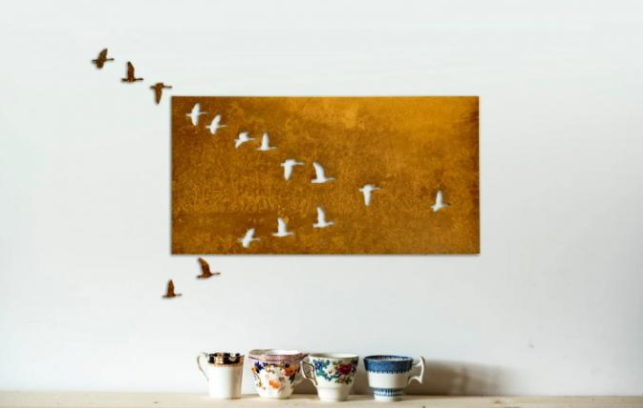 Art à la maison industriel de mur d'oiseaux en métal d'acier de Corten de mur en métal d'oies de décoration