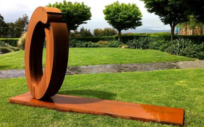 Grande sculpture en Ring Corten Steel Metal Art de résumé moderne rustique extérieur