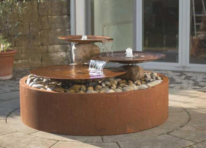 Grande cuvette en acier de l'eau de Corten de décoration pour la caractéristique de l'eau de jardin