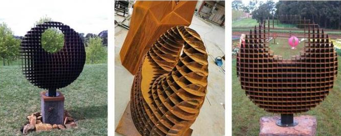 Grande sculpture en Ring Corten Steel Metal Art de résumé moderne rustique extérieur
