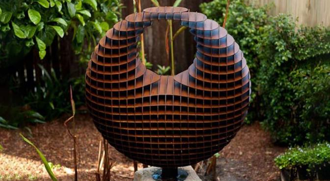 Grande sculpture en Ring Corten Steel Metal Art de résumé moderne rustique extérieur