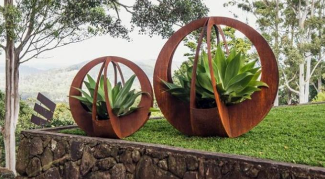 Grands planteurs extérieurs décoratifs de fleur en métal de Corten pour le paysage de jardin