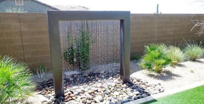 L'eau de jardin en métal ornementent la caractéristique de l'eau de rideau en pluie d'acier inoxydable