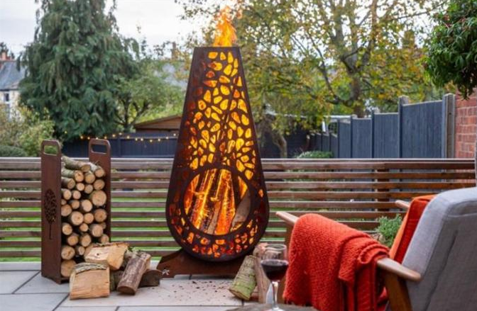 Cheminée extérieure en acier brûlante en bois de Corten Colonna pour le paysage de jardin