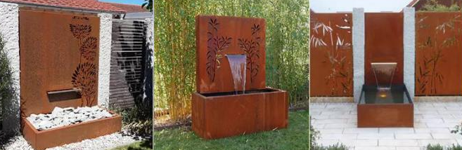 La fontaine d'eau en acier rustique d'étang de Corten de jardin avec le laser a coupé le panneau d'écran