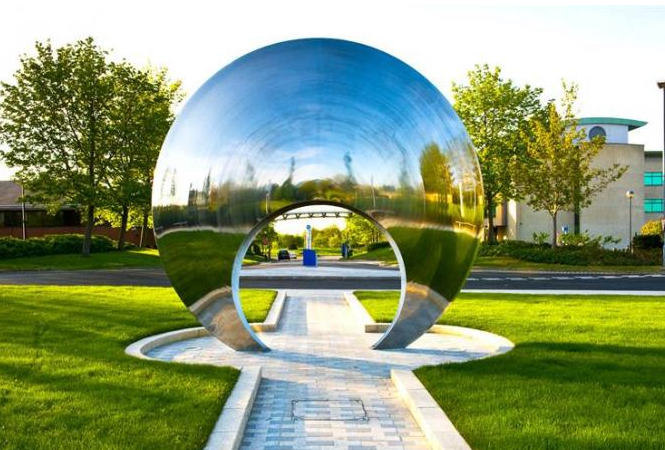 Sculpture extérieure en acier inoxydable de conception de cercle d'abrégé sur jardin de Moden