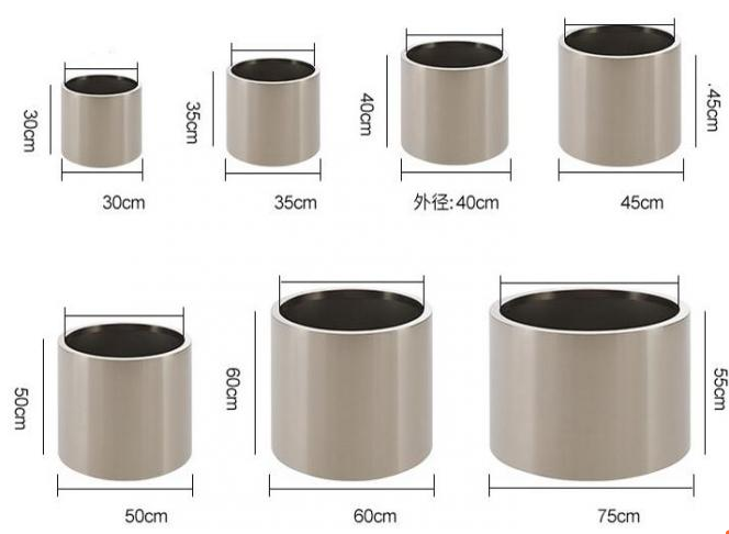 Acier inoxydable poli décoratif adapté aux besoins du client de taille autour des pots de fleur