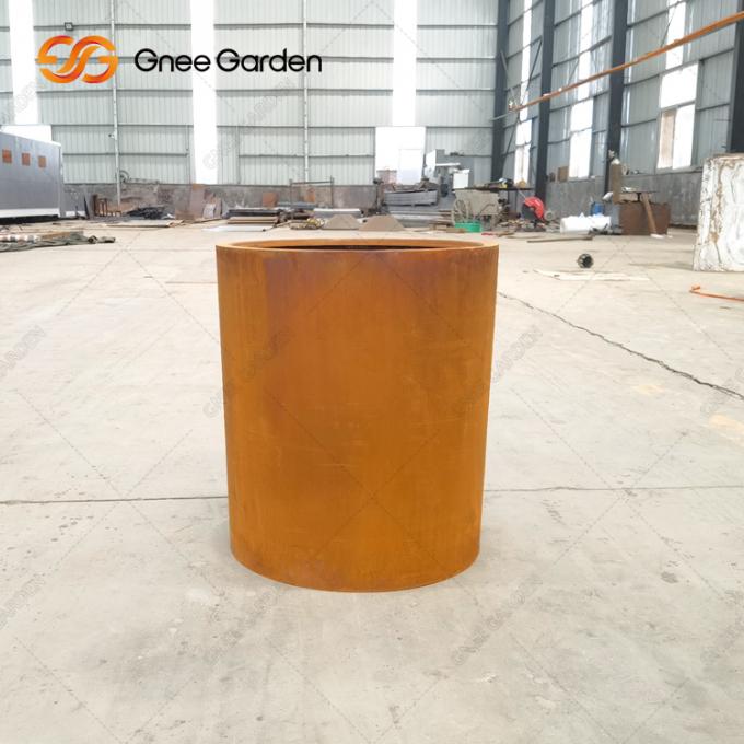 Boîtes en acier de planteur en métal de pots de fleur de Corten de rond extérieur d'arrière-cour