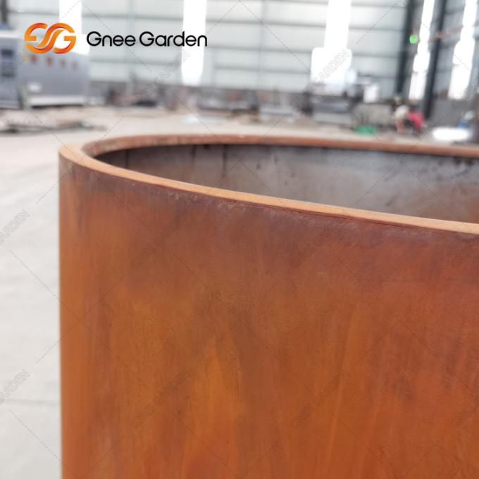 Boîtes en acier de planteur en métal de pots de fleur de Corten de rond extérieur d'arrière-cour