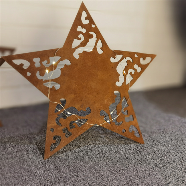 Le métal en acier en forme d'étoile de Corten ornemente la décoration de Noël pour le jardin