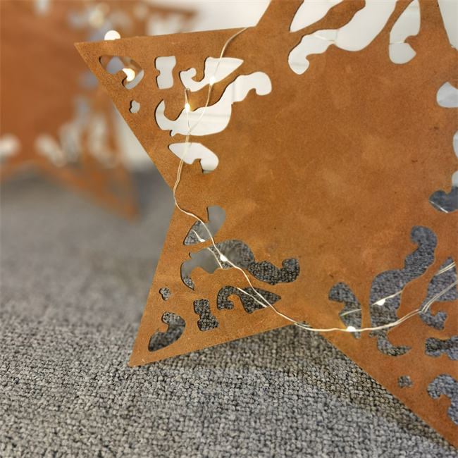 Le métal en acier en forme d'étoile de Corten ornemente la décoration de Noël pour le jardin