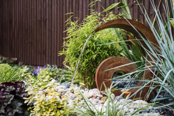 Ornement en acier de jardin de fontaine d'eau de Corten en métal de caractéristique extérieure de l'eau