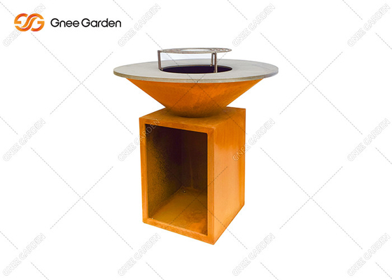 Gril extérieur de Pit Table Corten Steel Bbq du feu de famille en acier de Corten de charbon de bois