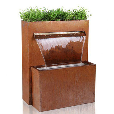 Ornements en acier multifonctionnels de jardin en métal de cascade de Corten avec le planteur