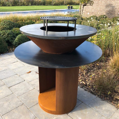 Gril extérieur de charbon de bois de BBQ en acier de Corten de jardin en métal pré rouillé