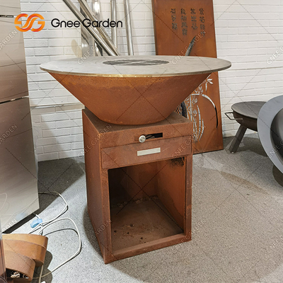 Le feu extérieur en acier brûlant en bois Pit Charcoal Barbecue Grill de Tableau de BARBECUE de Corten