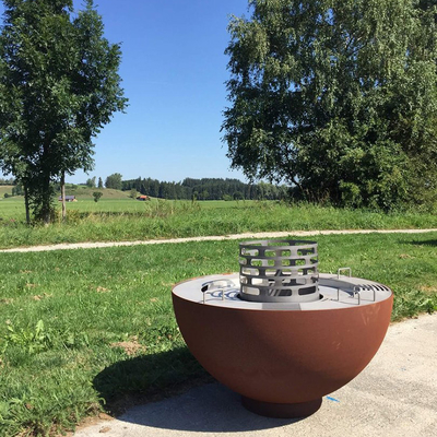 BARBECUE en acier extérieur de mine du feu de 1000mm Corten avec l'anneau adapté aux besoins du client de gril