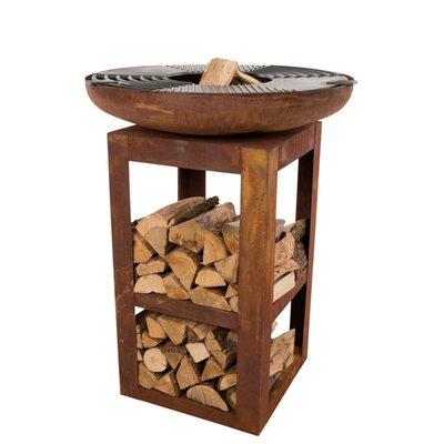 Gril campant brûlant de BARBECUE de cuisine de Corten en bois en acier extérieur moderne de gril