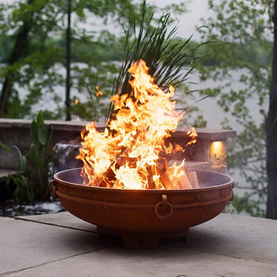 37 pouces survivant à l'acier autour du feu en acier Pit Portable Camping Brazier Outdoor