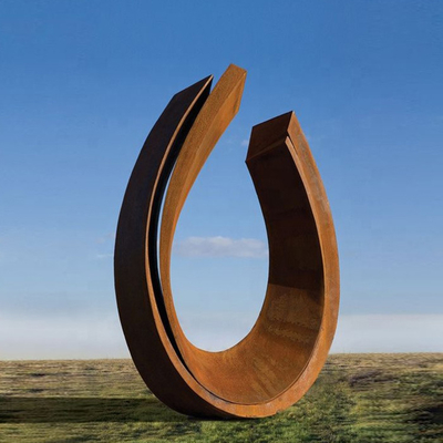 Grandes statues en métal de résumé de sculpture en acier abstraite moderne en Ring Rustic Corten