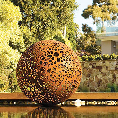 Métal en acier Art Statues de sculpture en Corten de cavité de sphère abstraite