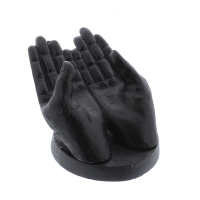 Sculpture noire antique créative en main de fonte de 5,5 pouces réglée pour les décorations à la maison