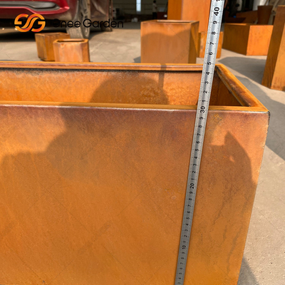 Pots de fleur en acier décoratifs extérieurs de Corten grands