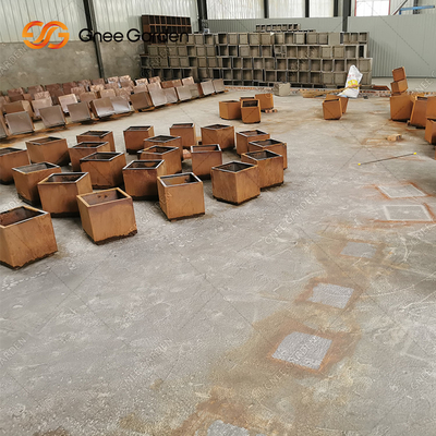 Planteur en acier en métal de soudure de pot de fleur de Corten de boîte de planteur de Corten