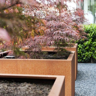 Pot de fleur en acier rectangulaire de support en métal de planteur de Corten