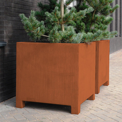 Pot de fleur en acier rectangulaire de support en métal de planteur de Corten