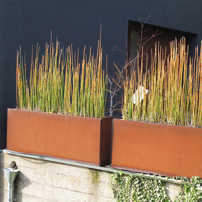 Pot de fleur en acier rectangulaire de support en métal de planteur de Corten