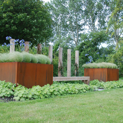 Pot de fleur en acier rectangulaire de support en métal de planteur de Corten