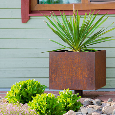 Boîte de planteur d'envergure en acier de Corten de jardin la grande s'est rouillée survivant à l'acier pour la ferme