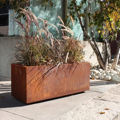 Boîte de planteur d'envergure en acier de Corten de jardin la grande s'est rouillée survivant à l'acier pour la ferme